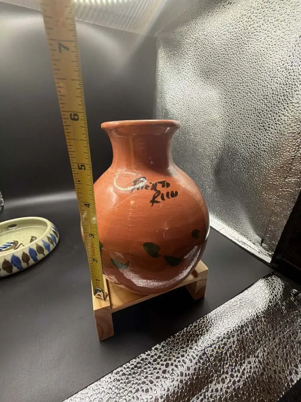 Vintage Hand-Painted Puerto Rico Terracotta Clay Pottery Vase